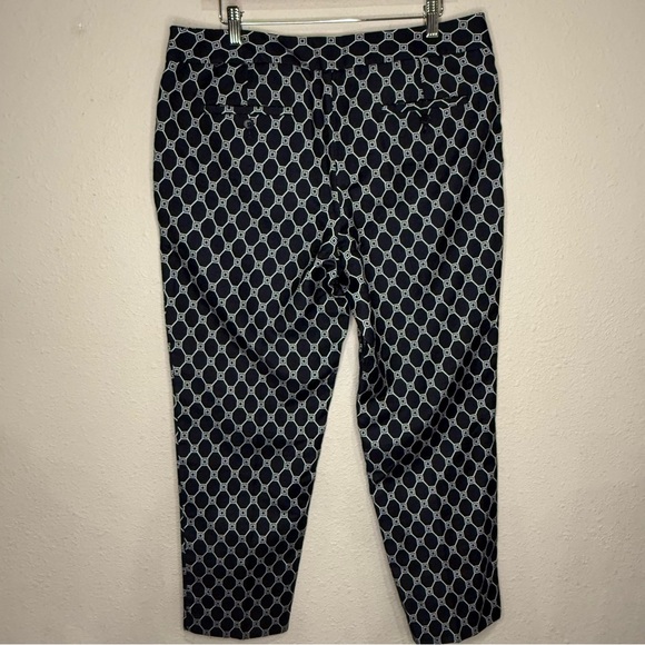 Talbots Signature Ankle Pants Geometric Print Navy/White Career Women’s Size 12 - Picture 4 of 13